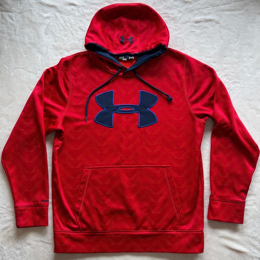 Under Armour Red Storm‎ Chevron Logo Pullover Hoodie Mens Medium Fair